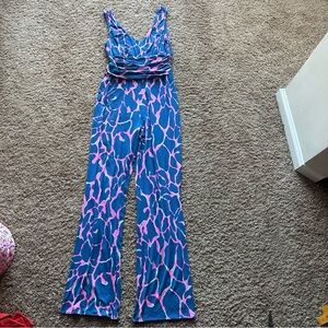 Lilly Pulitzer Vibrant Blue and Pink Jumpsuit